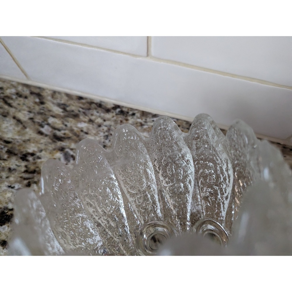 Vintage Vase Container Unique Clear Textured Glass Coral Floral Design Heavy - Picture 3 of 8